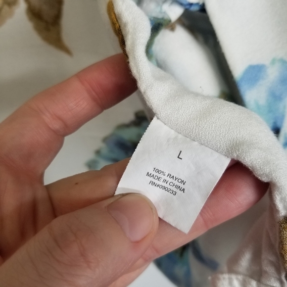 House of Harlow 1960 floral open front‎ cardigan white big blue flowers Large - Picture 2 of 13